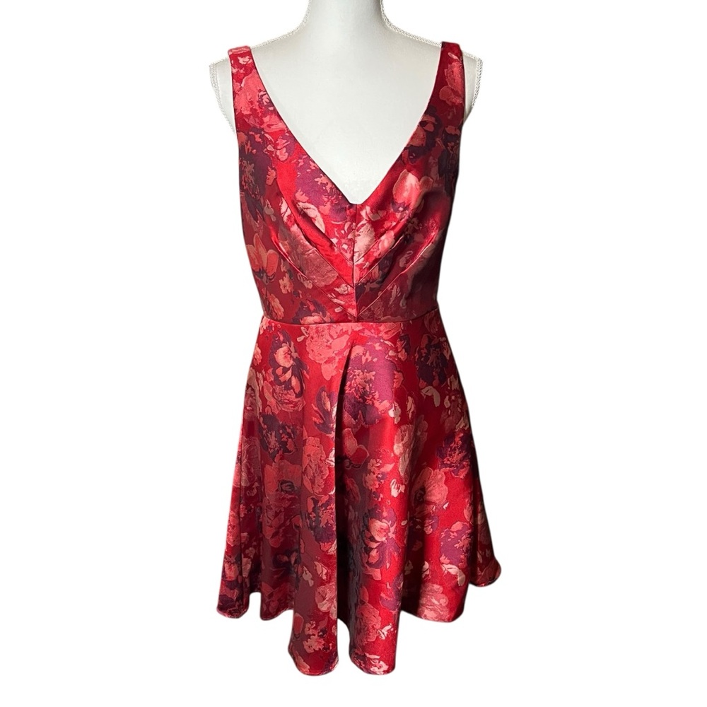 Anthropologie Eva Franco Jacquard‎ Floral Cocktail Dress Sz 4 Burgundy *Pls Read